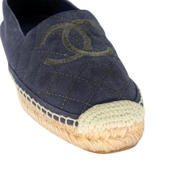 Chanel Stacked Espadrille 37 Embroidered Canvas Quilted Flats CC-0707N-0011 - Picture 8 of 11